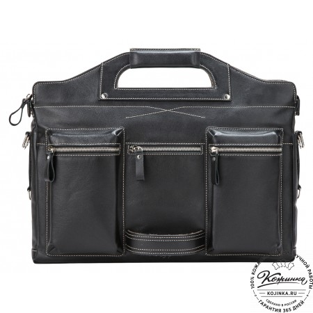 Кожаная деловая сумка "Диего" (черная)