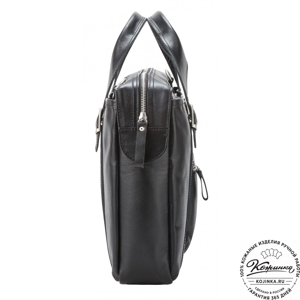 Кожаная деловая сумка "Доминик" (чёрная)