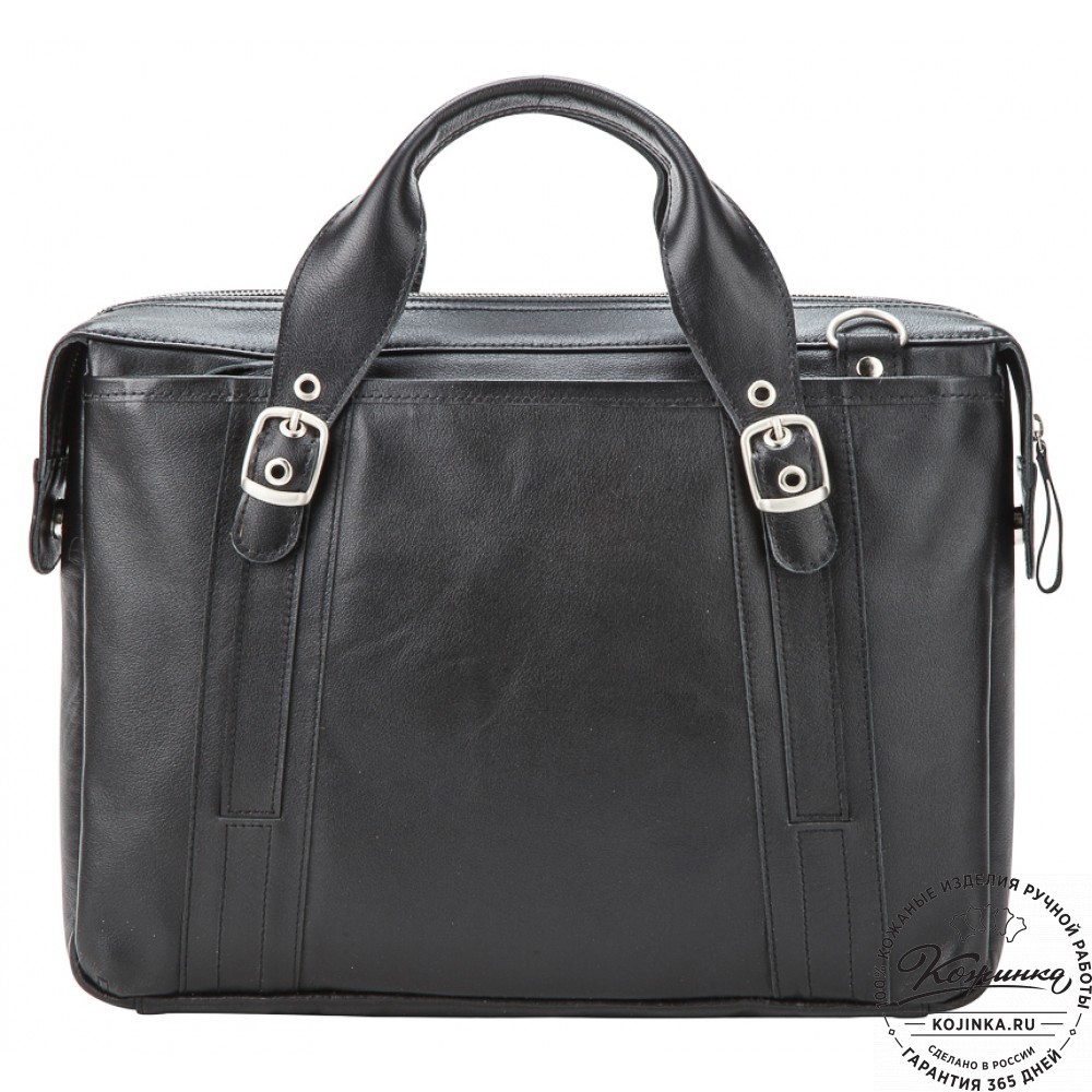 Кожаная деловая сумка "Доминик" (чёрная)