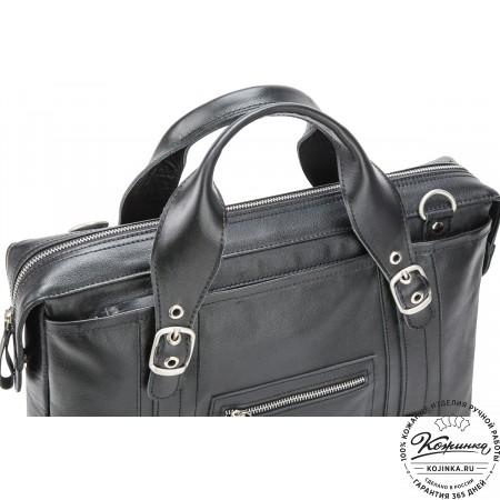 Кожаная деловая сумка "Доминик" (чёрная)