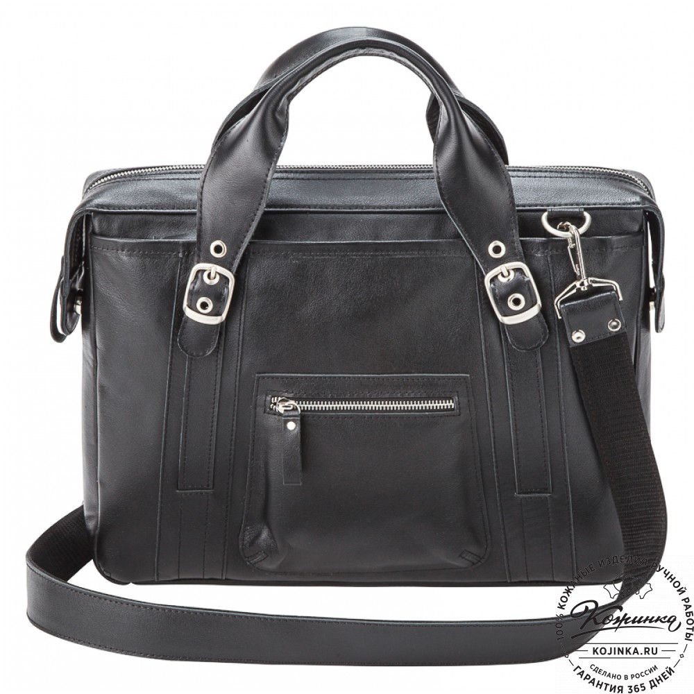 Кожаная деловая сумка "Доминик" (чёрная)