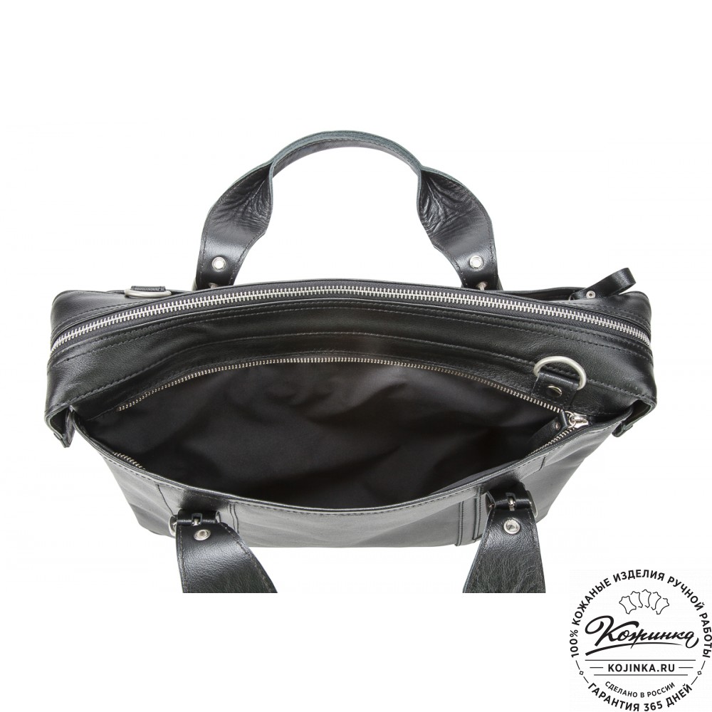 Кожаная деловая сумка "Доминик" (чёрная)