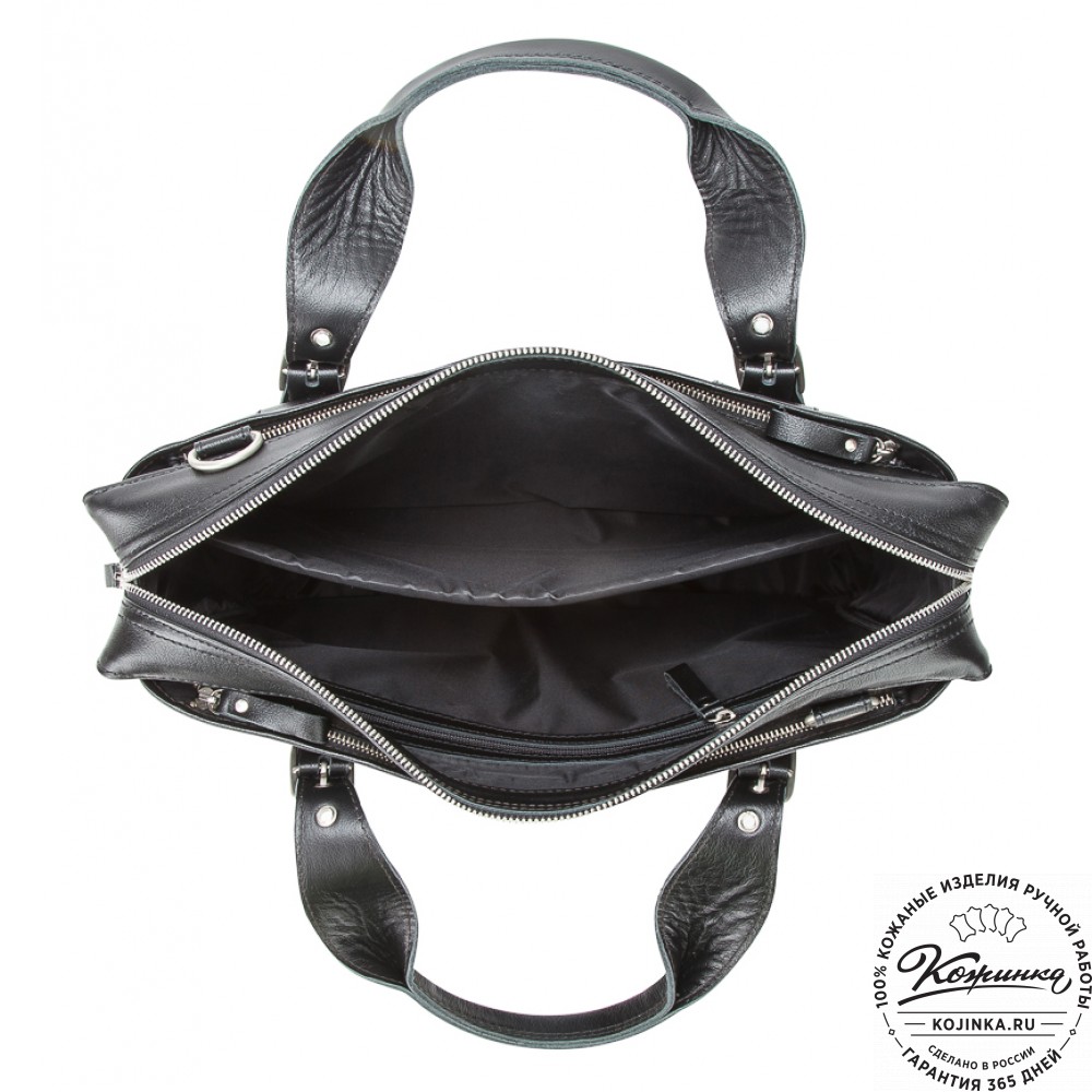 Кожаная деловая сумка "Доминик" (чёрная)