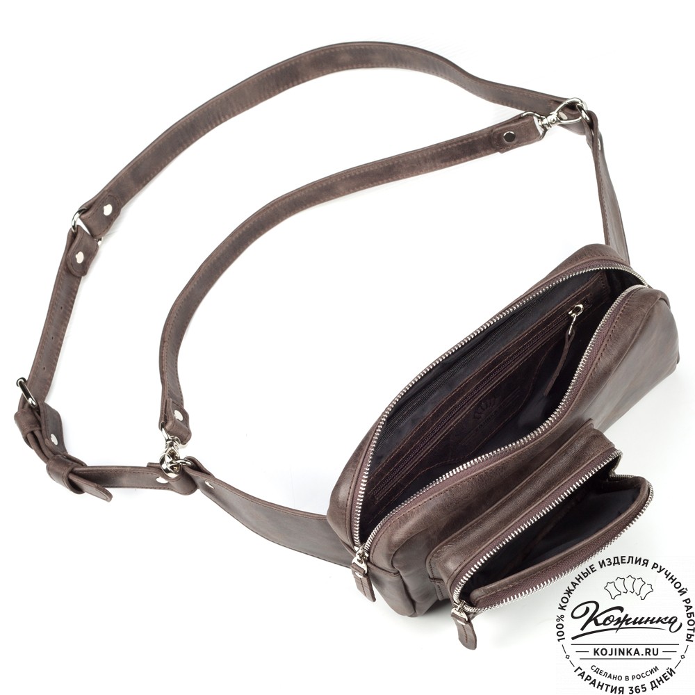 Мужская кожаная сумка "Серж" (тёмно-коричневый антик)