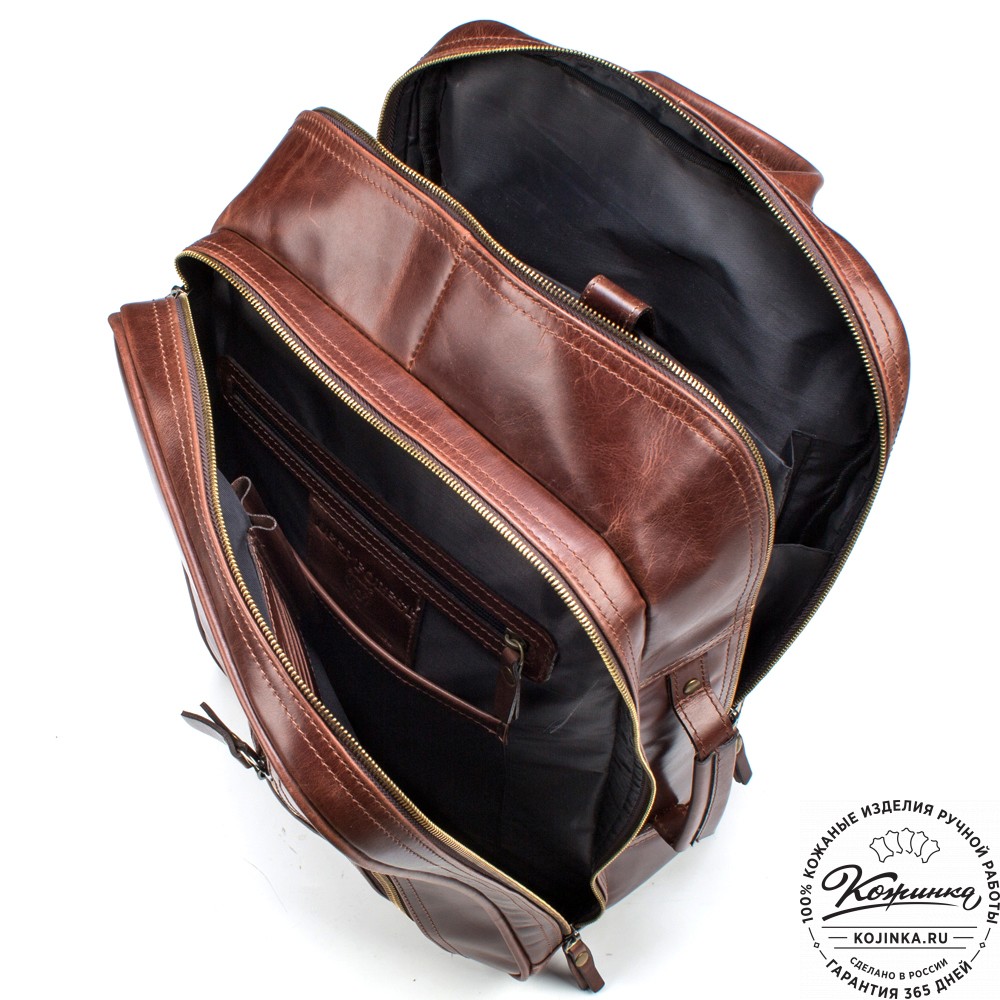 Кожаный рюкзак-сумка "Брюс" (коричневый воск) 