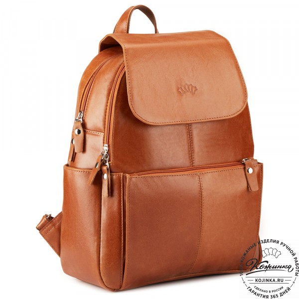 Кожаный рюкзак "Дафна" (рыжий). фото 1