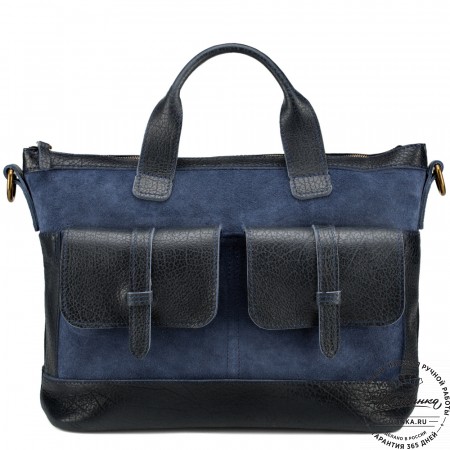 Женская кожаная сумка "Эльза" (синяя)