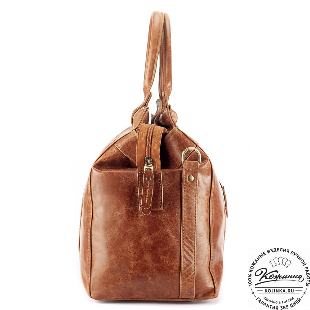 Кожаный городской саквояж "Фостер" (рыжий антик)