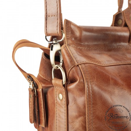 Кожаный городской саквояж "Фостер" (рыжий антик)