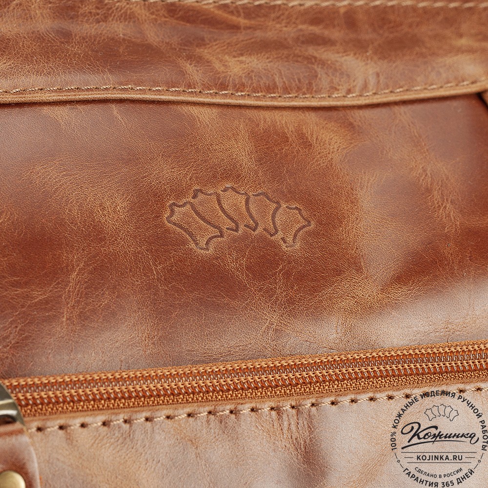 Кожаный городской саквояж "Фостер" (рыжий антик)