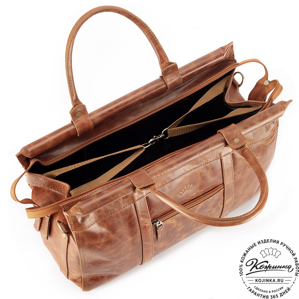 Кожаный городской саквояж "Фостер" (рыжий антик)