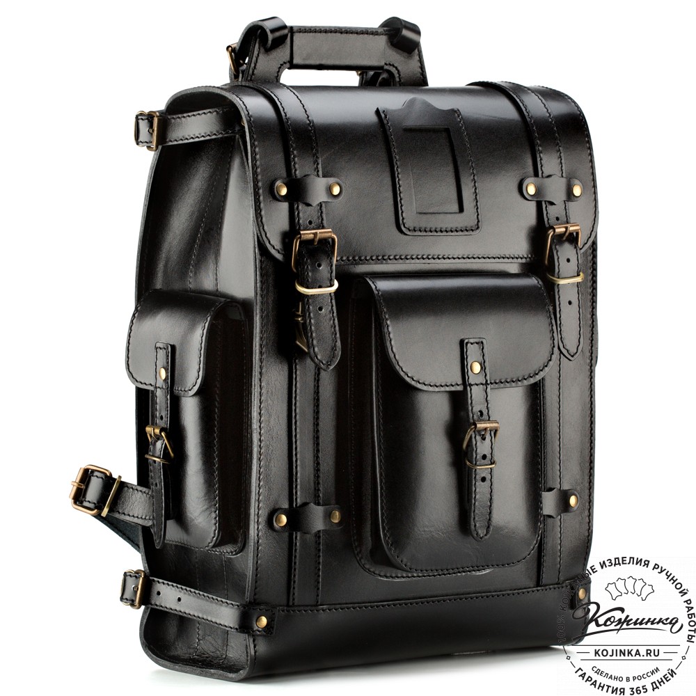Кожаный ранец "Максимус 3" (чёрный)