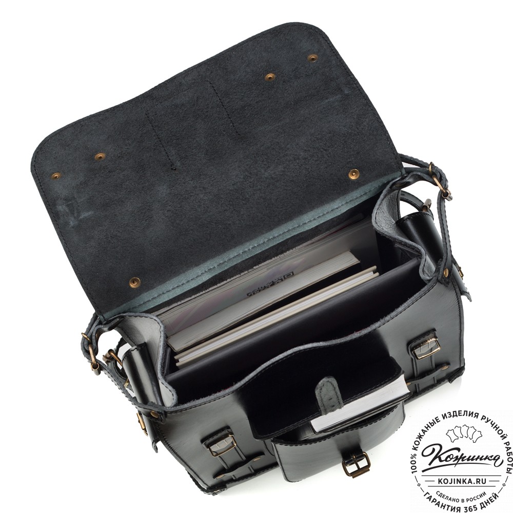 Кожаный ранец "Максимус 3" (чёрный)