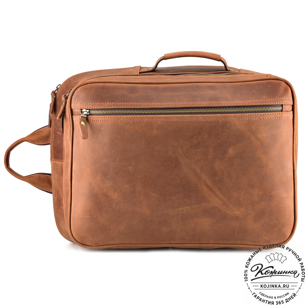 Кожаный рюкзак-сумка "Брюс" (коричневый крейзи) 