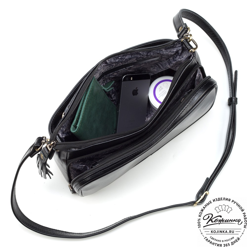 Женская кожаная сумка "Эмма" (чёрная)