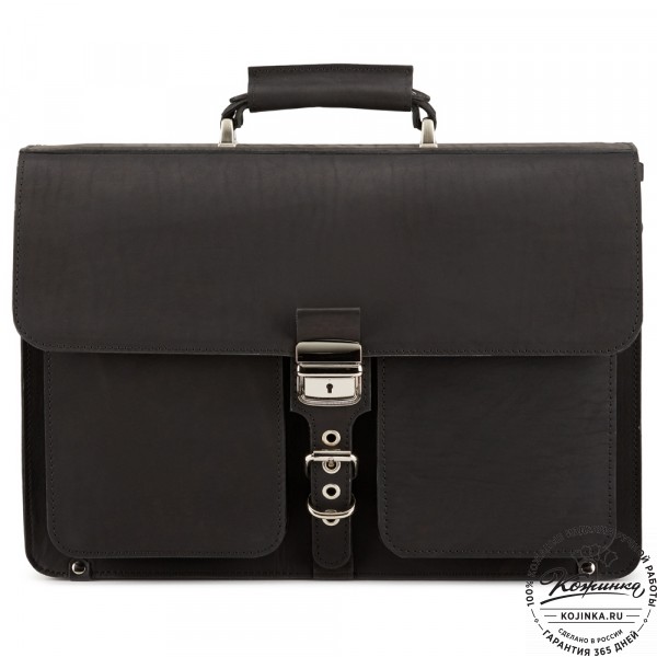 Кожаный портфель "Герман" (чёрный). фото 1