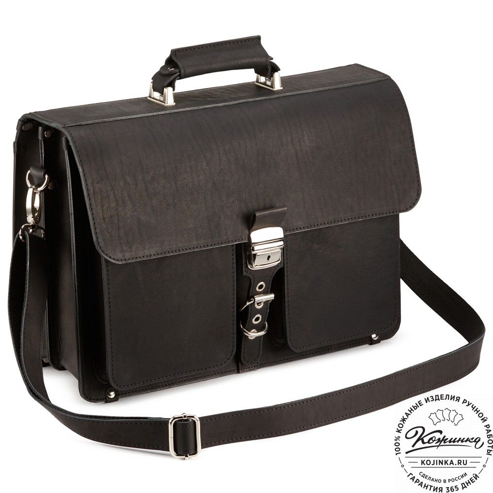 Кожаный портфель "Герман" (чёрный)