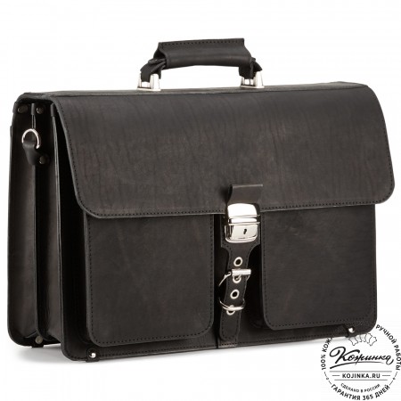 Кожаный портфель "Герман" (чёрный)