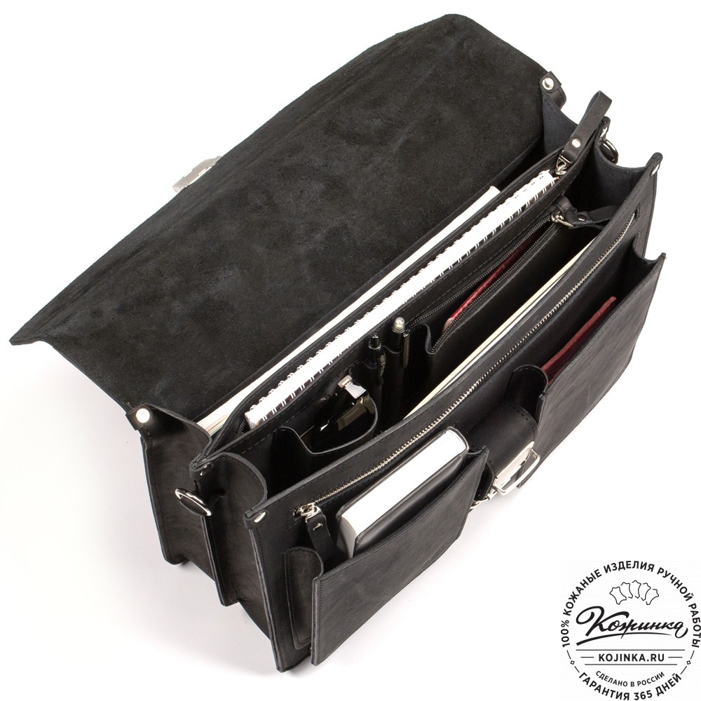 Кожаный портфель "Герман" (чёрный)
