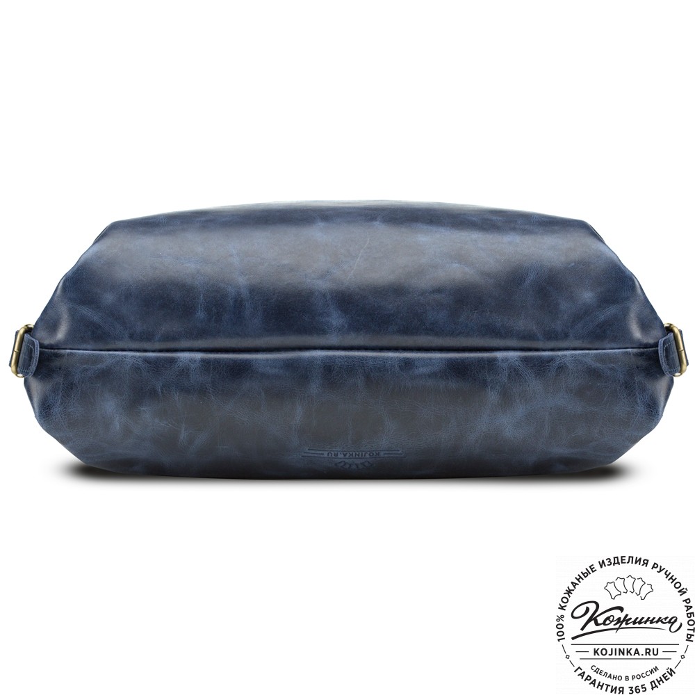 Женский кожаный рюкзак-сумка "Греция" (синий антик)