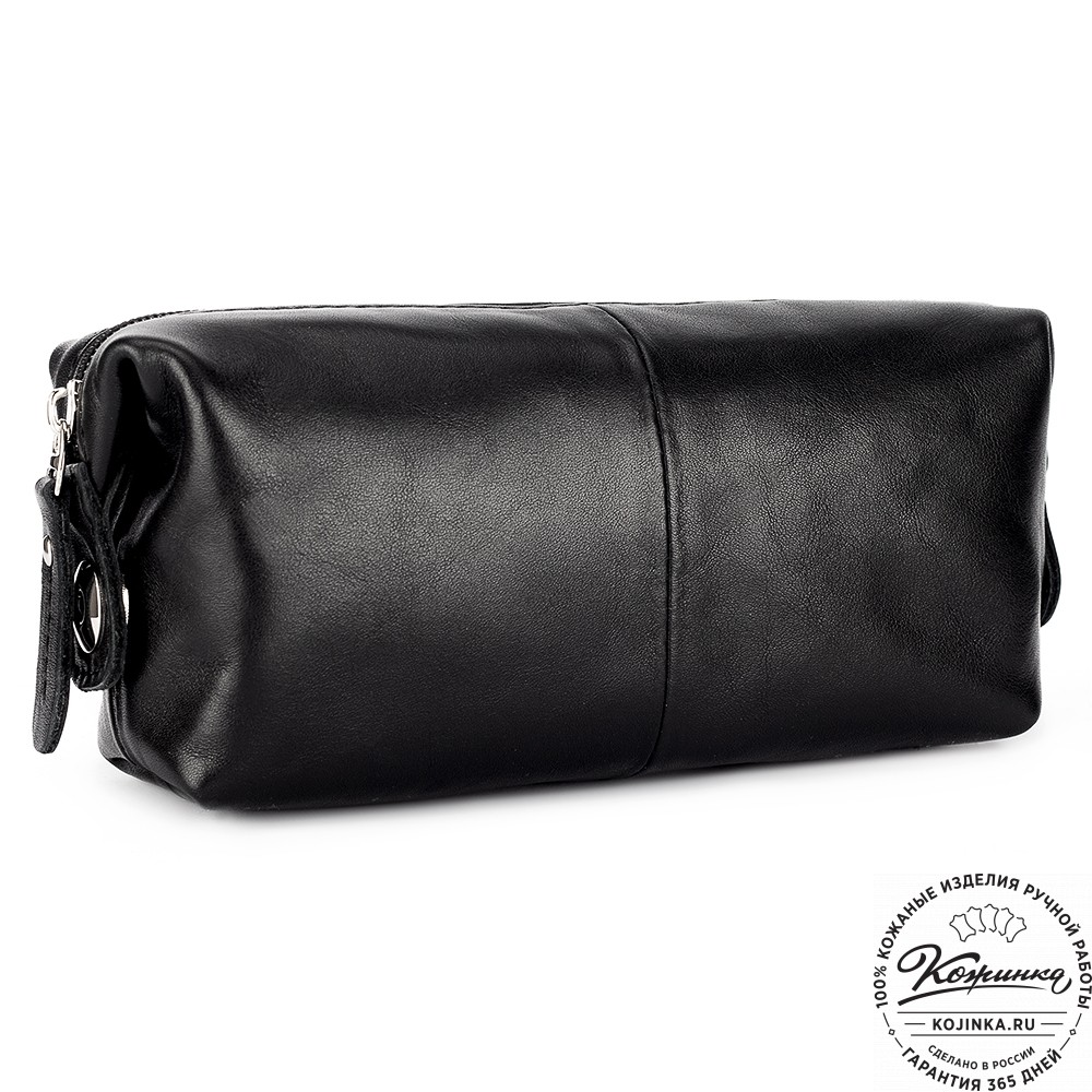 Кожаная косметичка "Бамбина" (чёрная)