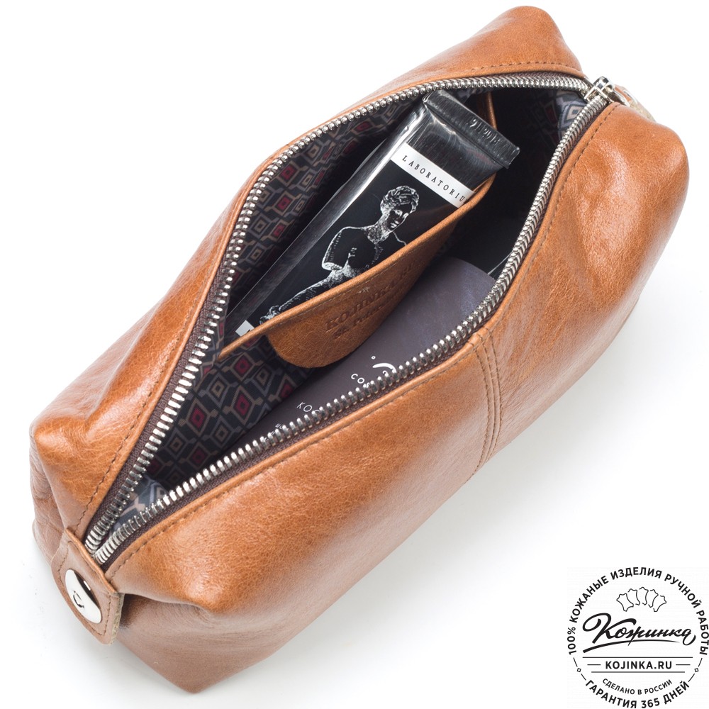 Кожаная косметичка "Бамбина" (рыжая)