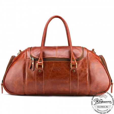 Кожаная дорожно-спортивная сумка "Дональд" (рыжий антик)