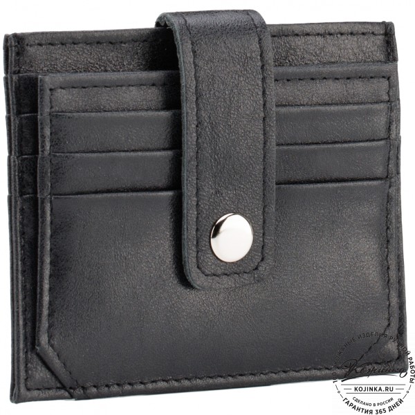 Кожаная визитница "Майорка" (чёрная). фото 1