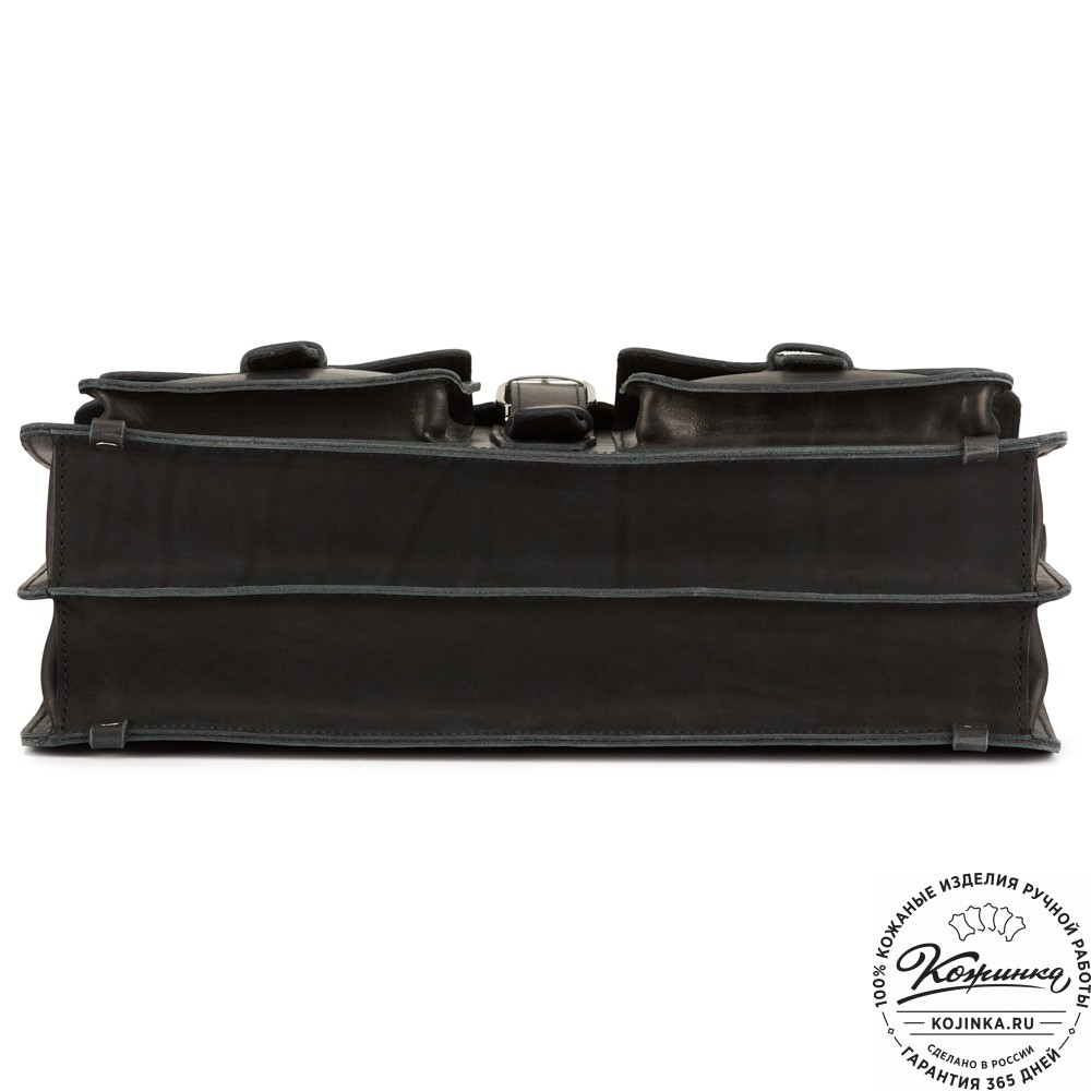 Кожаный портфель "Мирон" (чёрный)