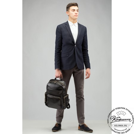 Кожаный рюкзак "Дионис" (синий воск)