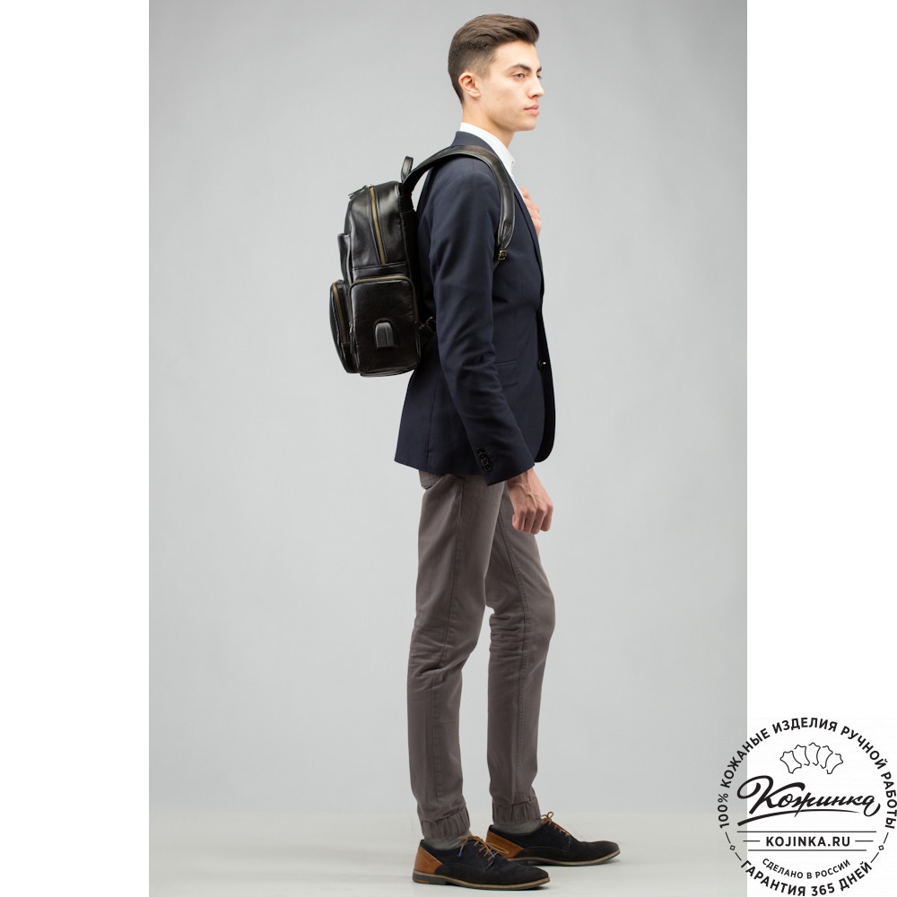 Кожаный рюкзак "Дионис" (синий воск)