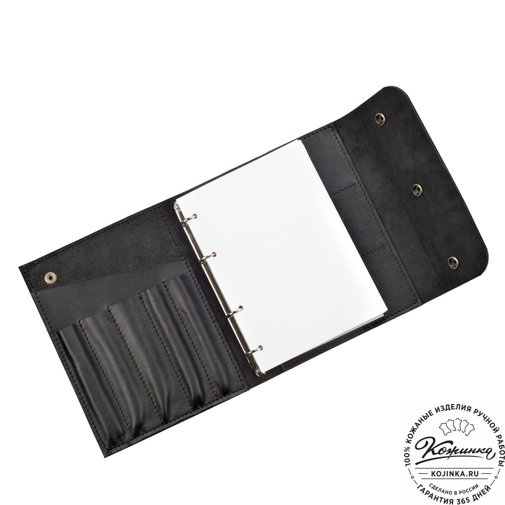 Кожаный ежедневник на кольцах "Джексон" (чёрный)