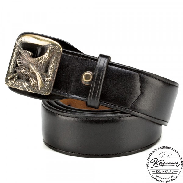 Кожаный ремень "Форестер"  (чёрный). фото 1