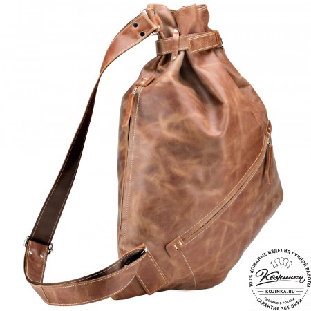 Кожаный рюкзак "Селена" (рыжий антик)