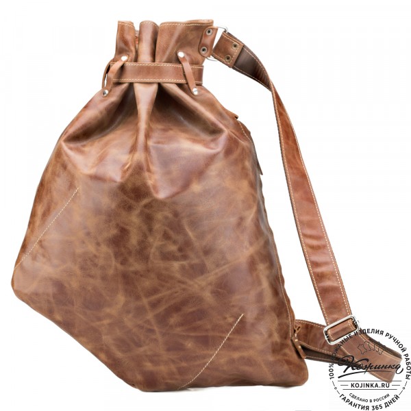 Кожаный рюкзак "Селена" (рыжий антик). фото 1