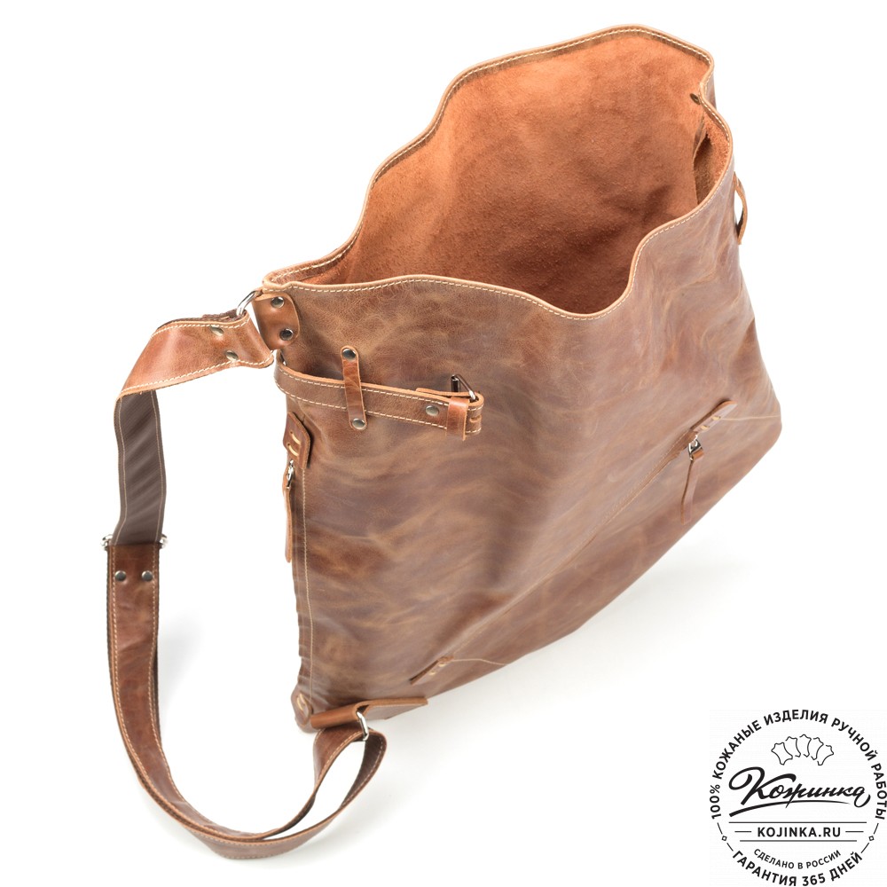 Кожаный рюкзак "Селена" (рыжий антик)