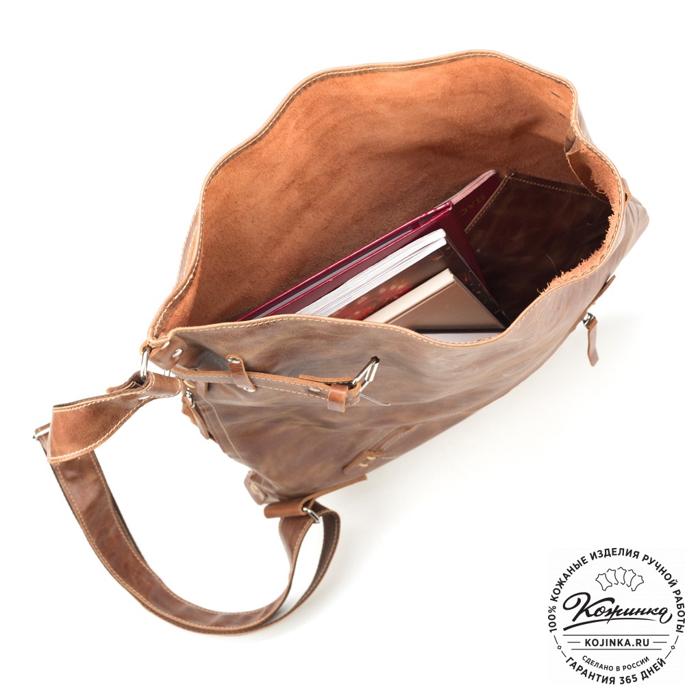 Кожаный рюкзак "Селена" (рыжий антик)