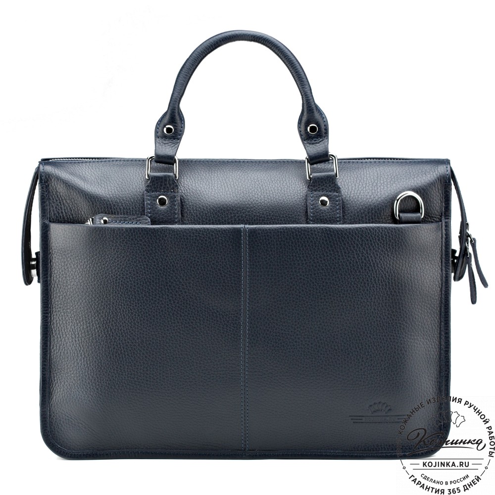 Кожаная деловая сумка "Вильямс" (синяя) 