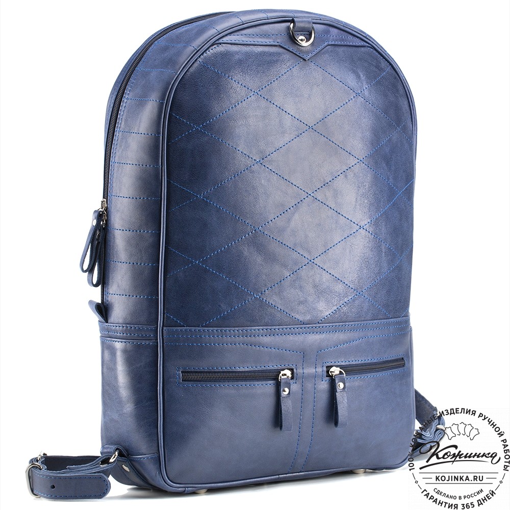 Кожаный рюкзак-трансформер "Покер" (синий) 