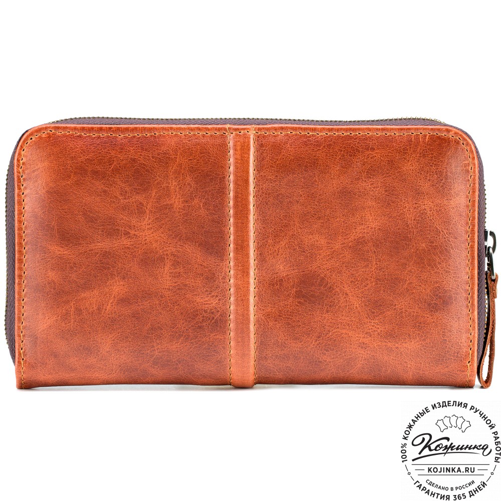 Кожаный клатч "Картер New" (рыжий антик) 
