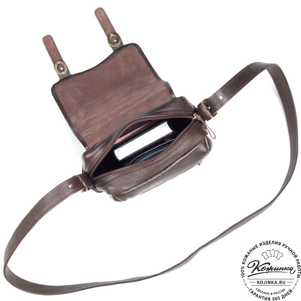 Кожаная сумка через плечо "Джек" (тёмно-коричневая) 