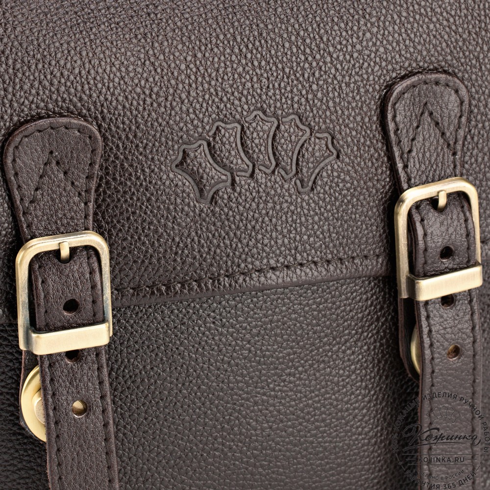 Кожаная сумка через плечо "Джек" (тёмно-коричневая) 