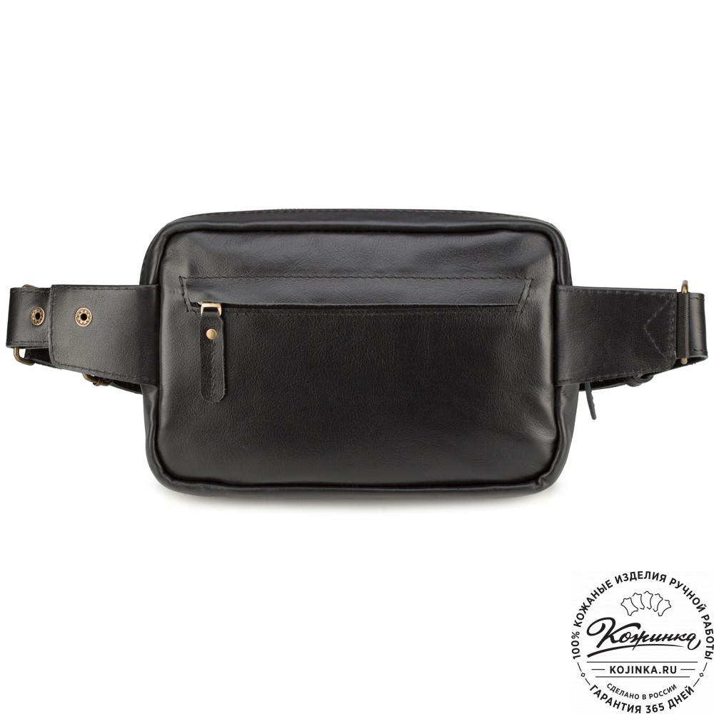 Кожаная сумка на пояс "Гидеон" (чёрная) 