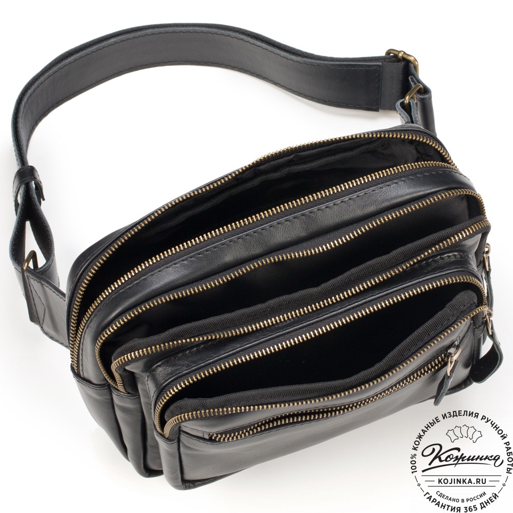 Кожаная сумка на пояс "Гидеон" (чёрная) 
