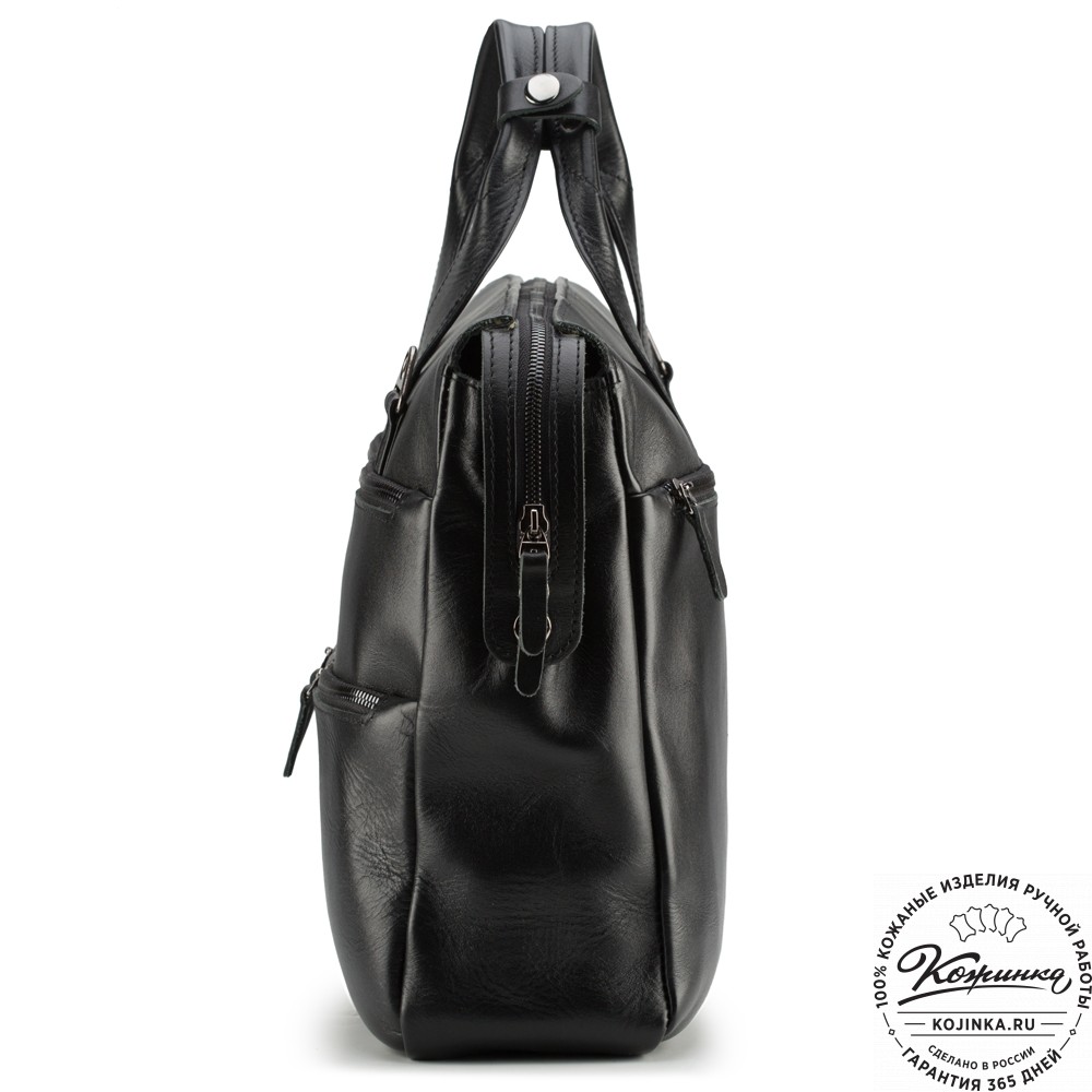 Кожаная деловая сумка "Марк" (черная)