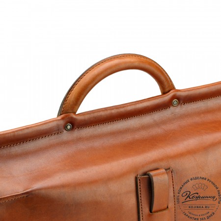 Портфель из кожи и брезента "Крокер" (коричневый с зеленым)