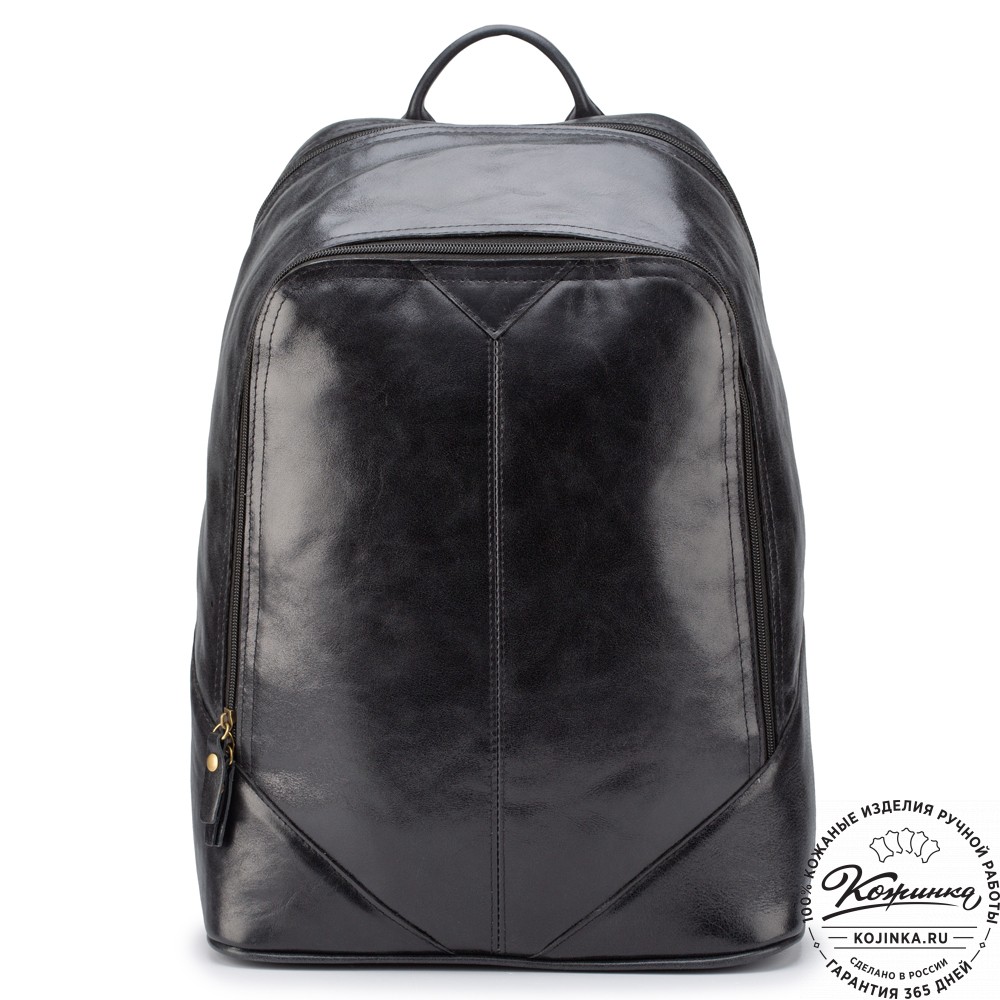 Кожаный рюкзак "Венгрия" (чёрный)