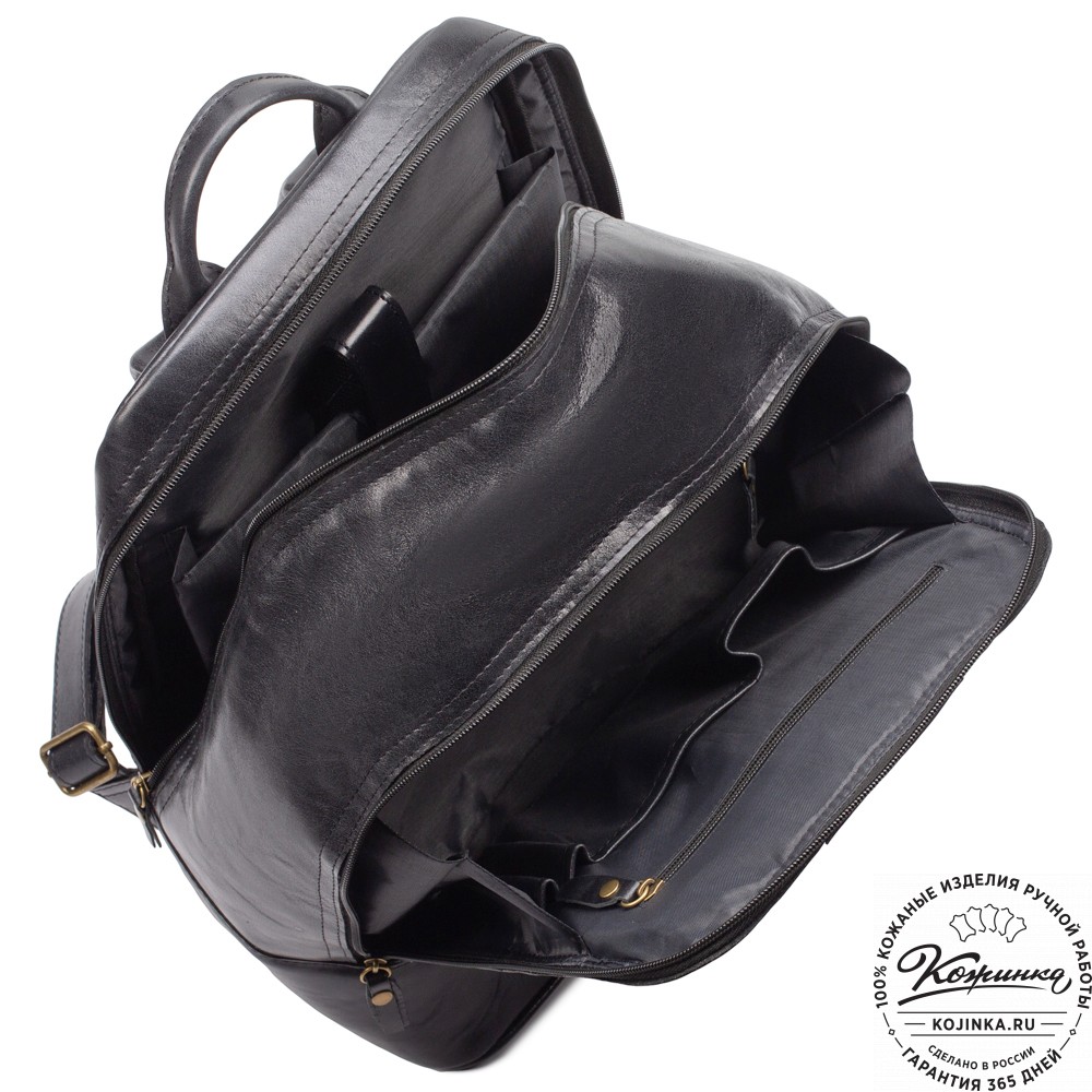 Кожаный рюкзак "Венгрия" (чёрный)