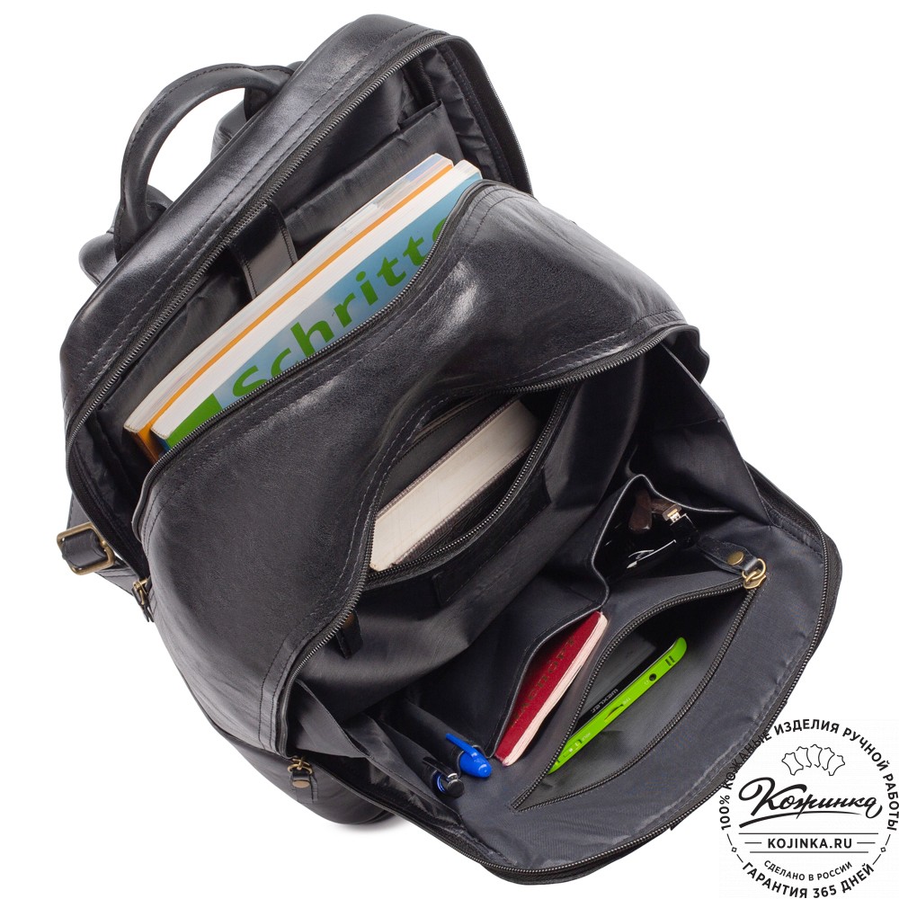 Кожаный рюкзак "Венгрия" (чёрный)