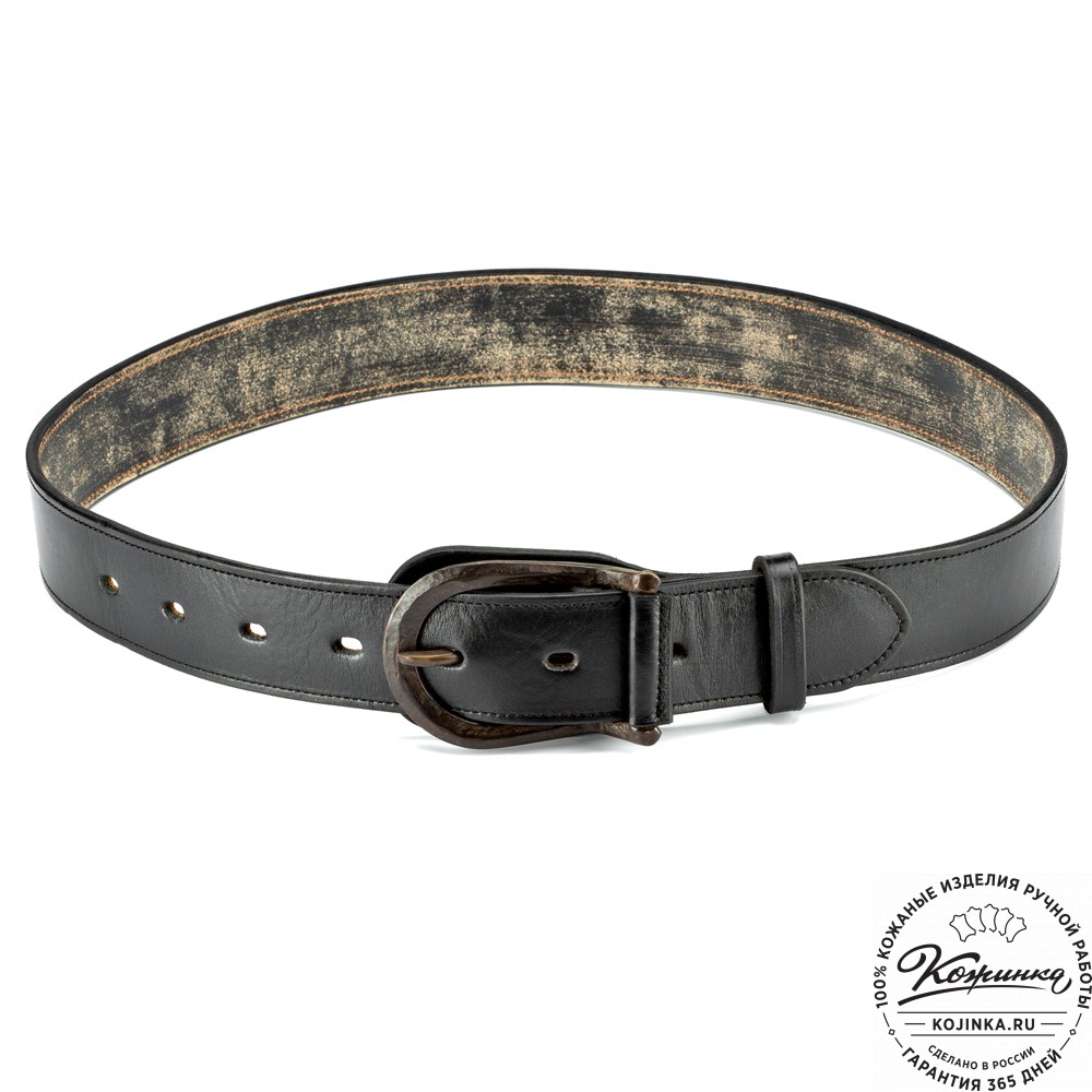 Кожаный ремень "Мормонт"  (чёрный)